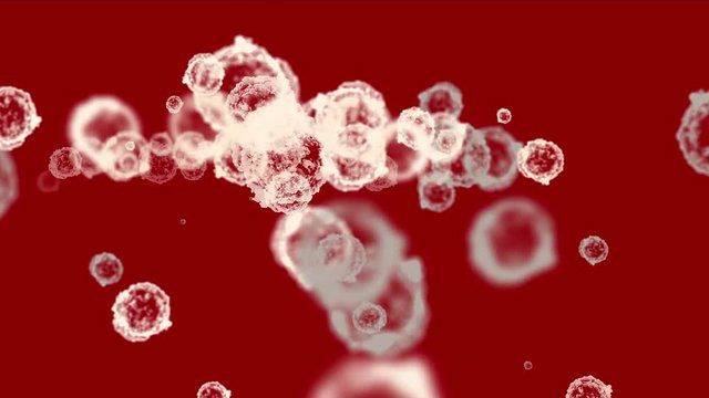 4k Abstract cells virus dust particles background.