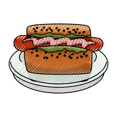 Hot dog fast food icon vector illustration graphic design