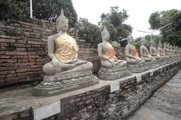 Wat Mahathat in Buddhist temple complex in Ayutthay.Thailand