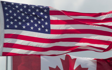 USA flag over canada united states country north america
