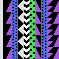 Retro color seamless pattern. Fancy abstract geometric art print. Ethnic hipster ornamental lines backdrop.