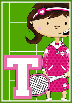 T is for Tennis Learning Illustration