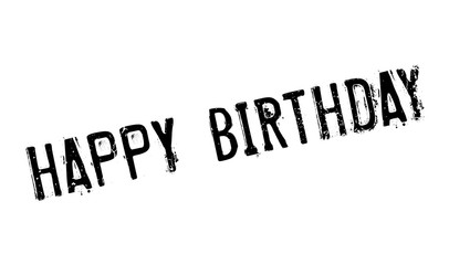 Happy Birthday rubber stamp. Grunge design with dust scratches. Effects can be easily removed for a clean, crisp look. Color is easily changed.
