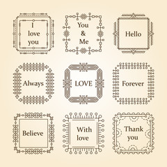 Thin line vector modern geometric frames.