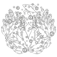 Black and white  pattern for coloring book in doodle style. Vector elements for design. Good for art therapy, zentangle-style meditation and design of wrapping and textile.