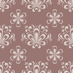 Floral seamless pattern. Brown ornament