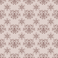 Floral seamless pattern. Brown ornament