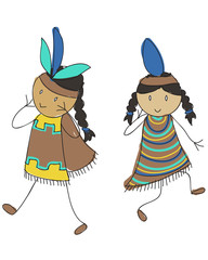 Doodle style native american indians