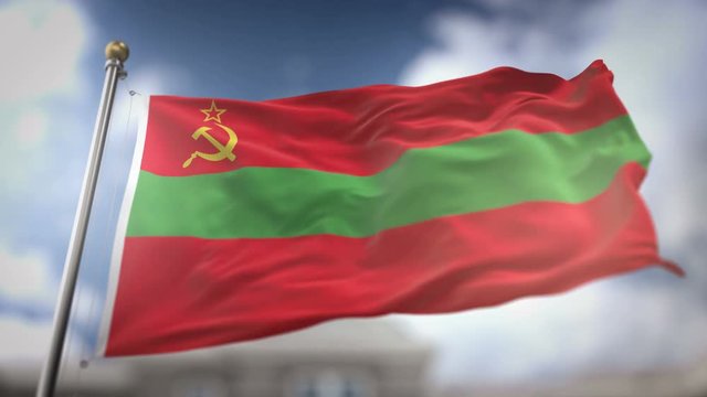 Transnistria Flag Waving Slow Motion 3D Rendering Blue Sky Background - Seamless Loop 4K