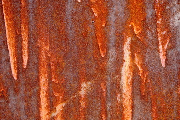 Old rusty metal sheet abstract background, rust on painted weathered steel sheet, vintage color.