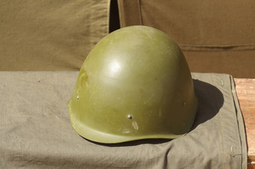 Protective helmet of a Russian soldier.