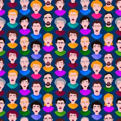 Extremely surprised scared frightened young people shock portrait seamless pattetrn