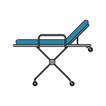 color image cartoon medical stretcher bed on wheels vector illustration