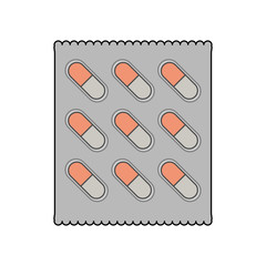 color image cartoon pack for capsule pills vector illustration