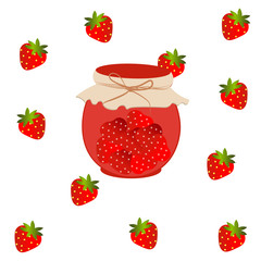 strawberries  with strawberry jam