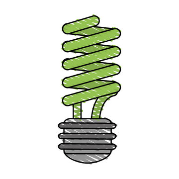 color crayon stripe cartoon fluorescent light bulb vector illustration