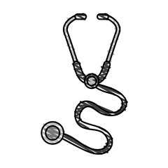 color crayon stripe cartoon stethoscope medical with auriculars vector illustration
