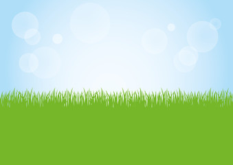 Field of green grass and blue sky background illustration