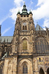 Fototapeta na wymiar 14th century St. Vitus Cathedral , facade, Prague, Czech Republic.