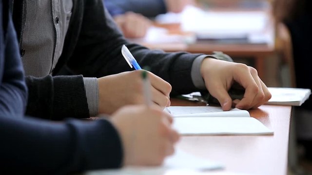 High school teenage students at the desk