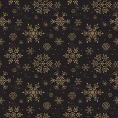 Snowflake vector seamless pattern.
