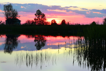 Озеро при закате солнца © Сергей Заноза