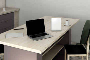 Empty notebook on kitchen counter