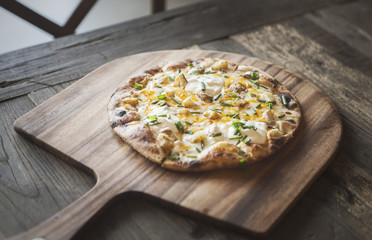 Pizza on a Wooden Tray