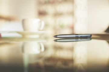 Blurry cup and other items