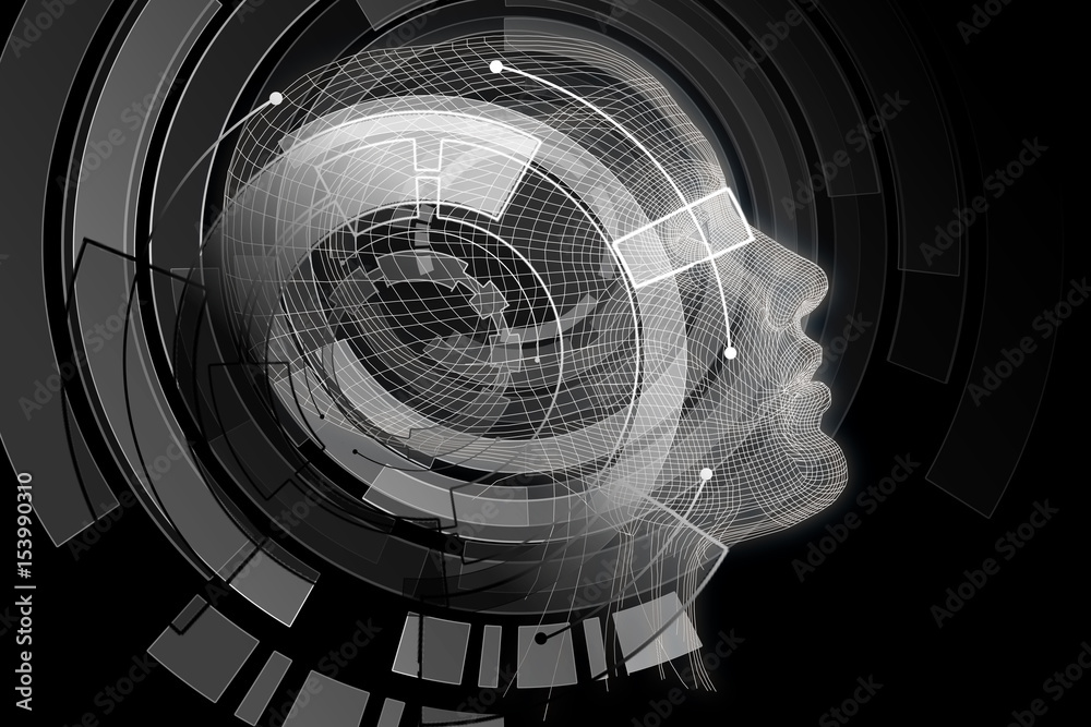 Poster robot with digital grey brain