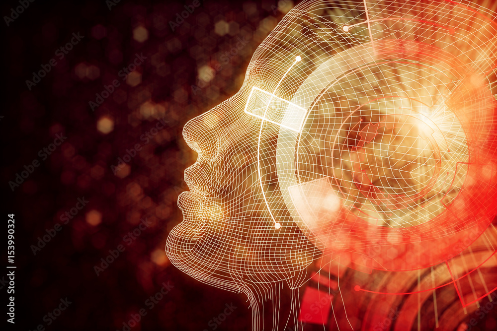 Poster robot with digital orange brain