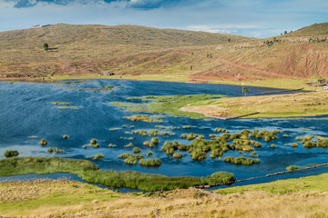 Fototapeta na wymiar Lake Umayo near Sillustani ruins, Peru