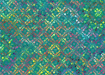 Abstract colorful rug design with hexagons &ndash; vibrant geometric pattern, modern textile art, boho carpet style, hexagon mosaic background, interior decor texture