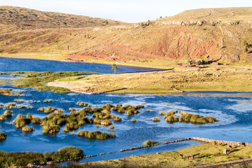 Lake Umayo near Sillustani ruins, Peru