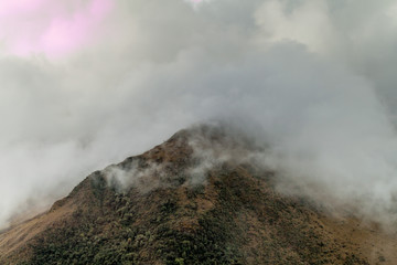 Mountains covered by clouds in Yanamanchi valley, Peru