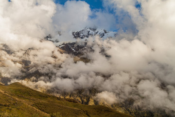 Snow covered mountain near Abra Malaga pass, Peru