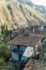 Fototapeta na wymiar Small houses in Ollantaytambo village, Sacred Valley of Incas, Peru