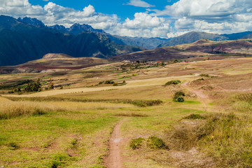 Fototapeta premium Path near Maras village, Sacred Valley, Peru