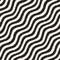 Seamless Wavy Hand Drawn Stripes Pattern. Repeating Vector Texture.