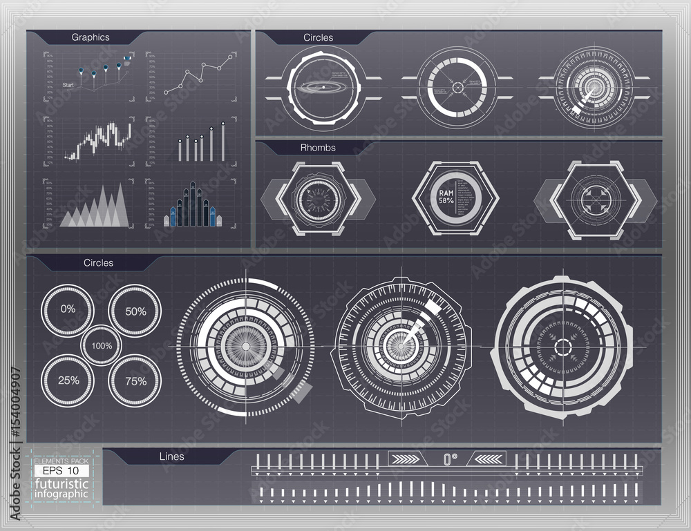 Poster abstract background with different elements of the hud. hud elements,graph.vector illustration.head-