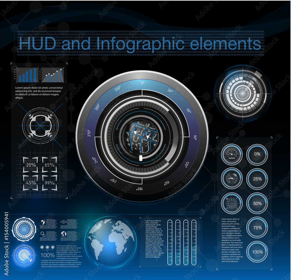 Poster abstract background with different elements of the hud. hud elements,graph.vector illustration.head-
