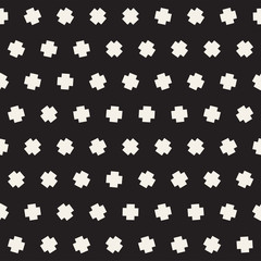 Geometric Scattered Shapes. Vector Seamless Black and White Pattern