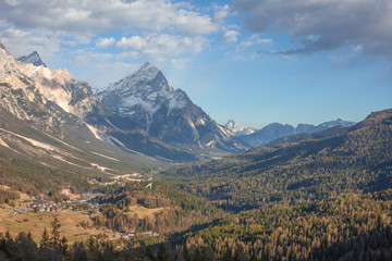 Panorama of Boite Valley with Antelao, one of the most high altitude dolomitic peaks