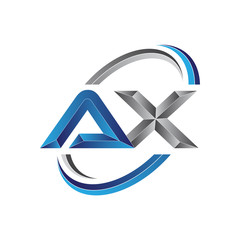 Simple initial letter logo modern swoosh AX