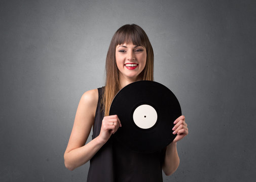 Girl with a vinyl