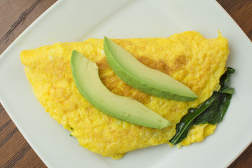 Egg omelete with spinach and avocado