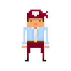 Obraz premium Pixel pirate for games and mobile applications. 8-bit character.