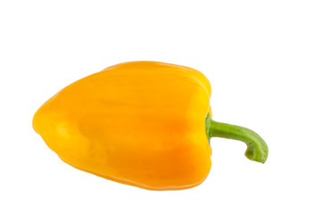Isolated pepper. One yellow bell pepper isolated on white background