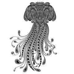 Abstract vector jellyfish of beautiful patterns