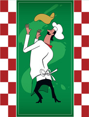 Fototapeta premium Pizza Chef / A chef prepares a pizza.